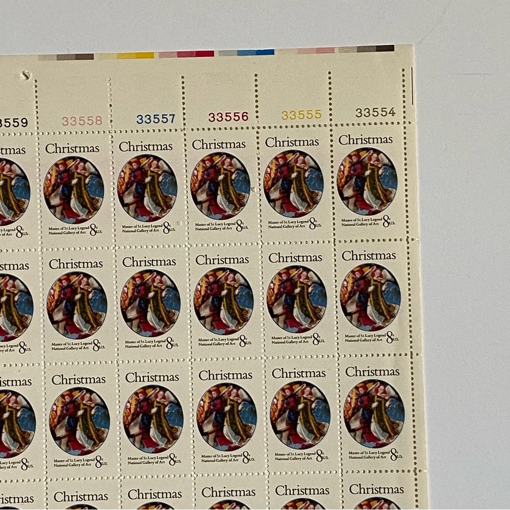 Christmas Stamps 1972 Master of St. Lucy Legend MNH 8 cent Sheet of 50 1471 Vtg
